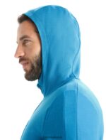 Icebreaker Men Merino Quantum III Long Sleeve Zip Hoodie Z04NXR204 Clothing Geo Blue/Royal Navy - Image 5