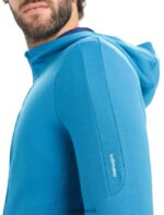 Icebreaker Men Merino Quantum III Long Sleeve Zip Hoodie Z04NXR204 Clothing Geo Blue/Royal Navy - Image 8