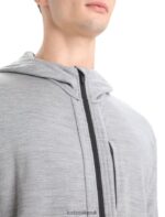 Icebreaker Men Merino Quantum III Long Sleeve Zip Hoodie Z04NXR205 Clothing Metro Heather/Black - Image 6