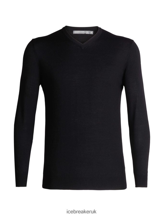 icebreaker_men_merino_shearer_v_neck_sweater_z04nxr348_clothing_black.jpg Icebreaker Men Merino Shearer V Neck Sweater Z04NXR348 Clothing Black - Image 1