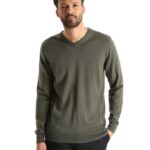 Icebreaker Men Merino Shearer V Neck Sweater Z04NXR349 Clothing Loden
