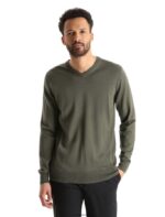 Icebreaker Men Merino Shearer V Neck Sweater Z04NXR349 Clothing Loden