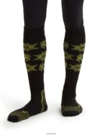 Icebreaker Men Merino Ski+ Light Over the Calf Socks Ski Heritage Z04NXR457 Accessories Black/Shine