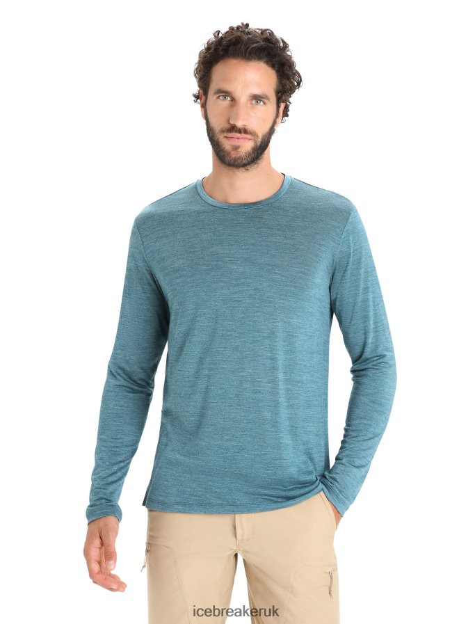 icebreaker_men_merino_sphere_ii_long_sleeve_t_shirt_z04nxr188_clothing_green_glory_heather.jpg Icebreaker Men Merino Sphere II Long Sleeve T-Shirt Z04NXR188 Clothing Green Glory Heather - Image 1