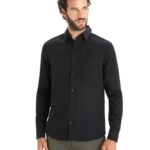 Icebreaker Men Merino Steveston Long Sleeve Shirt Z04NXR194 Clothing Black