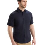 Icebreaker Men Merino Steveston Short Sleeve Shirt Z04NXR10 Clothing Midnight Navy