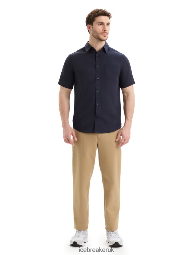 Icebreaker Men Merino Steveston Short Sleeve Shirt Z04NXR10 Clothing Midnight Navy - Image 3