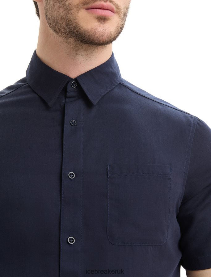 Icebreaker Men Merino Steveston Short Sleeve Shirt Z04NXR10 Clothing Midnight Navy - Image 4