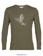 Icebreaker Men Merino Tech Lite II Long Sleeve T-Shirt Skiing Yeti Z04NXR343 Clothing Loden - Image 6