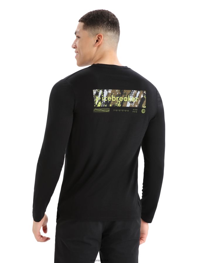 Icebreaker Men Merino Tech Lite II Long Sleeve T-Shirt Summit Tread Z04NXR378 Clothing Black - Image 2
