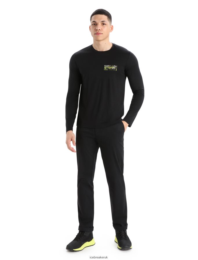 Icebreaker Men Merino Tech Lite II Long Sleeve T-Shirt Summit Tread Z04NXR378 Clothing Black - Image 3