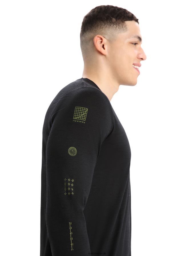Icebreaker Men Merino Tech Lite II Long Sleeve T-Shirt Summit Tread Z04NXR378 Clothing Black - Image 5