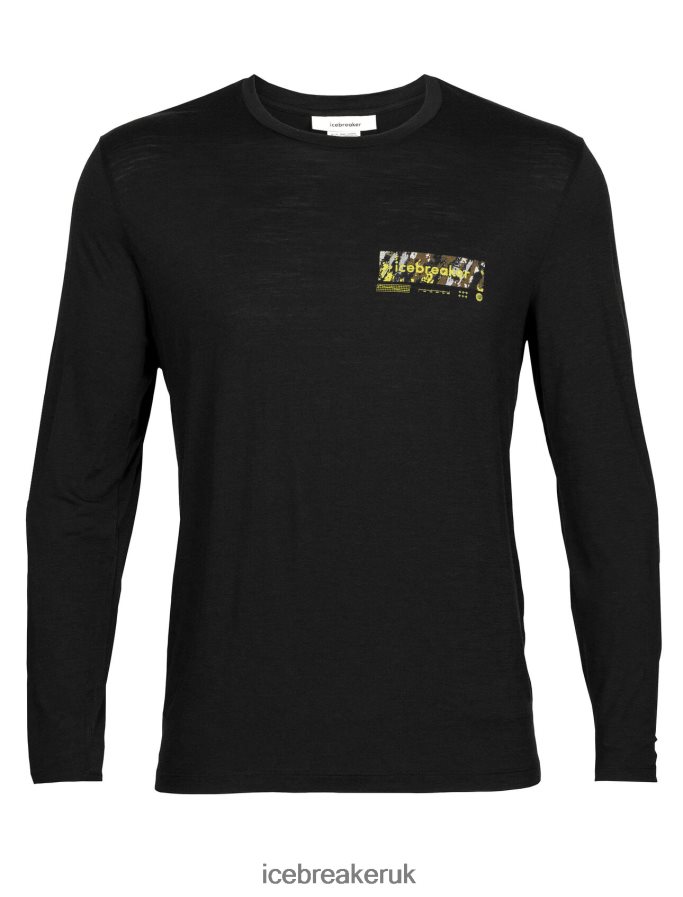 Icebreaker Men Merino Tech Lite II Long Sleeve T-Shirt Summit Tread Z04NXR378 Clothing Black - Image 6