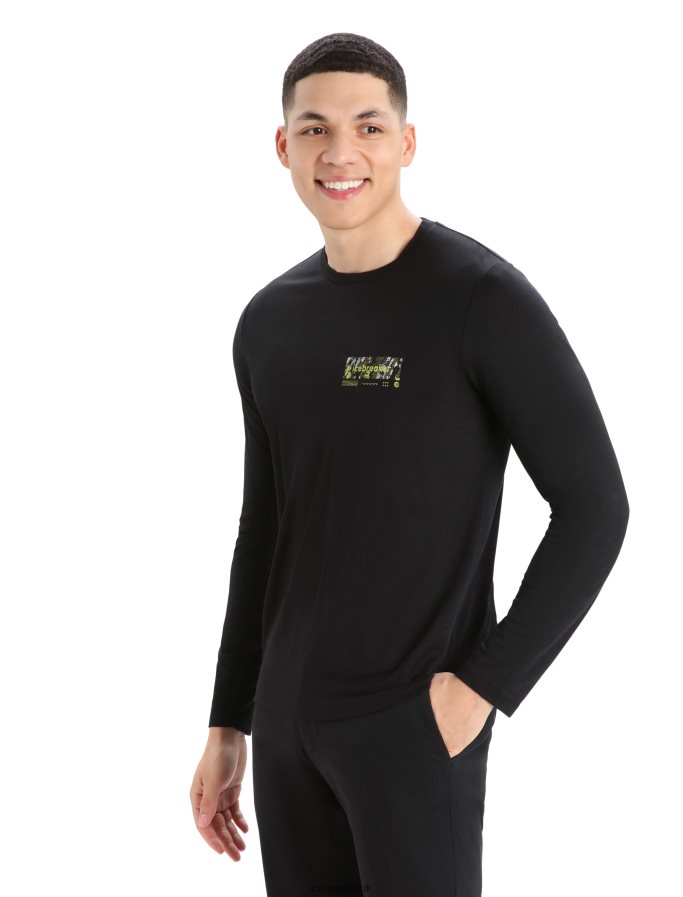 icebreaker_men_merino_tech_lite_ii_long_sleeve_t_shirt_summit_tread_z04nxr378_clothing_black.jpg Icebreaker Men Merino Tech Lite II Long Sleeve T-Shirt Summit Tread Z04NXR378 Clothing Black - Image 1