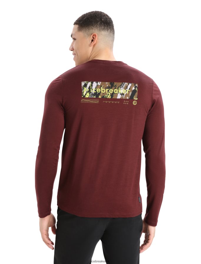 Icebreaker Men Merino Tech Lite II Long Sleeve T-Shirt Summit Tread Z04NXR379 Clothing Espresso - Image 2