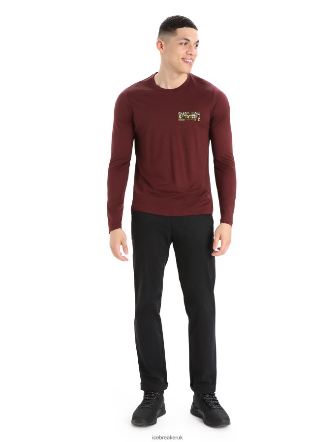 Icebreaker Men Merino Tech Lite II Long Sleeve T-Shirt Summit Tread Z04NXR379 Clothing Espresso - Image 3
