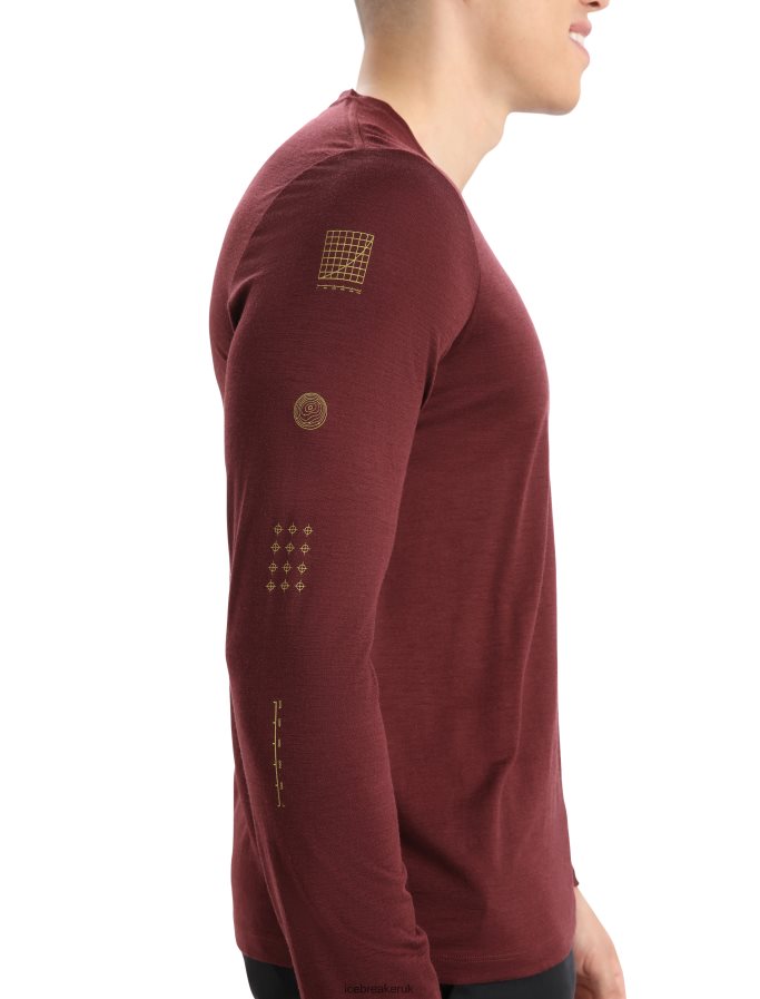 Icebreaker Men Merino Tech Lite II Long Sleeve T-Shirt Summit Tread Z04NXR379 Clothing Espresso - Image 5