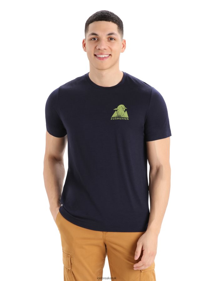 Icebreaker Men Merino Tech Lite II Short Sleeve T-Shirt Alp Ascension Z04NXR377 Clothing Midnight Navy - Image 2