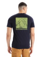 Icebreaker Men Merino Tech Lite II Short Sleeve T-Shirt Alp Ascension Z04NXR377 Clothing Midnight Navy