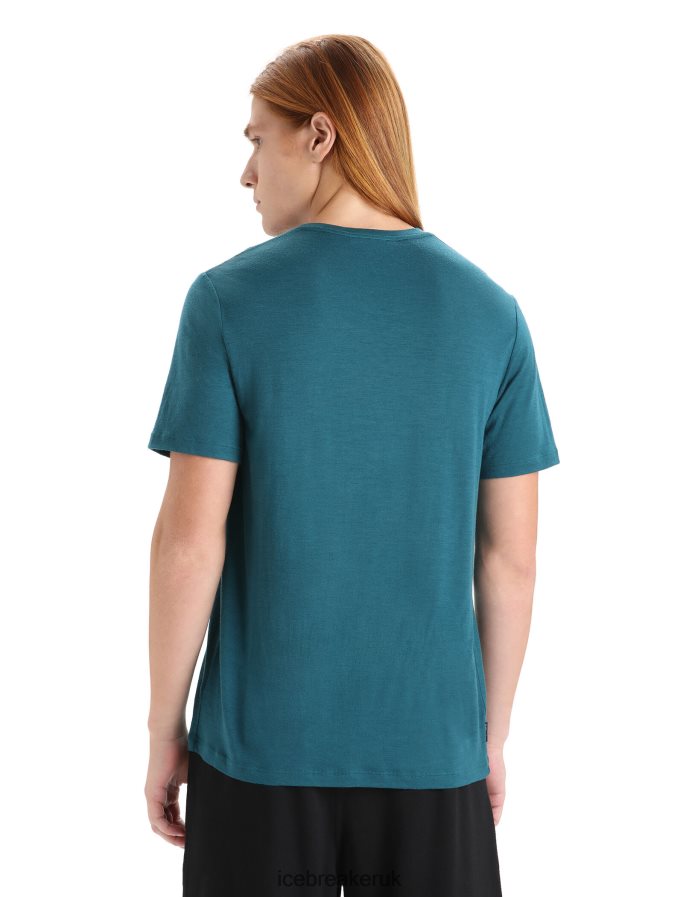 Icebreaker Men Merino Tech Lite II Short Sleeve T-Shirt Cadence Paths Z04NXR58 Clothing Green Glory - Image 2