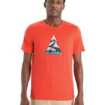Icebreaker Men Merino Tech Lite II Short Sleeve T-Shirt Camping Grounds Z04NXR75 Clothing Vibrant Earth