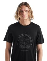 Icebreaker Men Merino Tech Lite II Short Sleeve T-Shirt Canopy Camper Z04NXR487 Clothing Black - Image 4