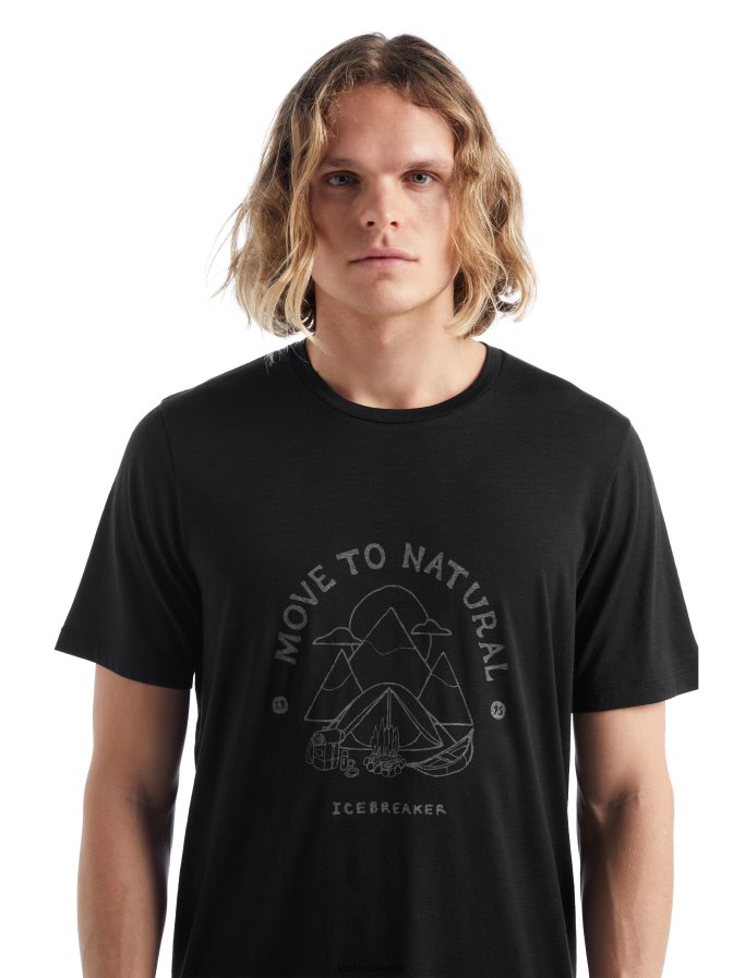 Icebreaker Men Merino Tech Lite II Short Sleeve T-Shirt Canopy Camper Z04NXR487 Clothing Black - Image 4