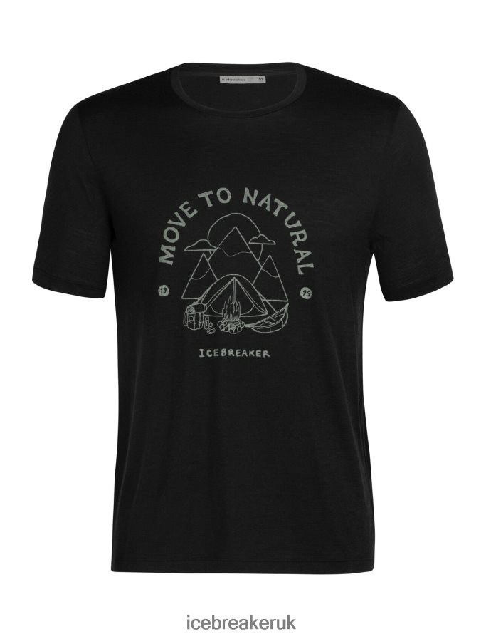Icebreaker Men Merino Tech Lite II Short Sleeve T-Shirt Canopy Camper Z04NXR487 Clothing Black - Image 5