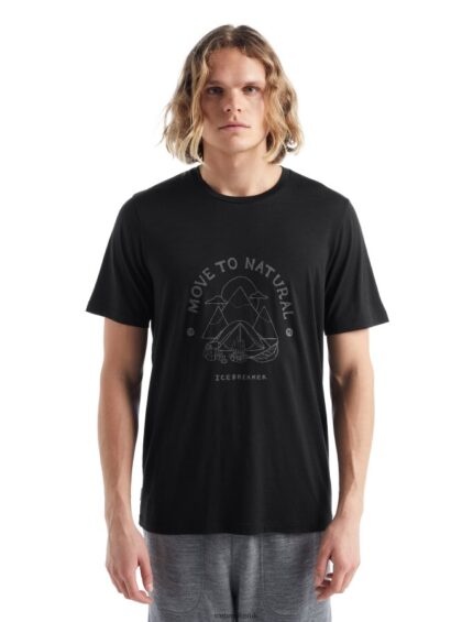 Icebreaker Men Merino Tech Lite II Short Sleeve T-Shirt Canopy Camper Z04NXR487 Clothing Black