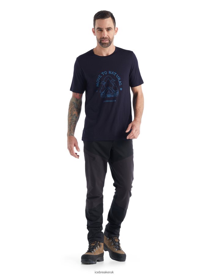 Icebreaker Men Merino Tech Lite II Short Sleeve T-Shirt Canopy Camper Z04NXR489 Clothing Midnight Navy - Image 2