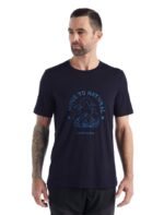 Icebreaker Men Merino Tech Lite II Short Sleeve T-Shirt Canopy Camper Z04NXR489 Clothing Midnight Navy