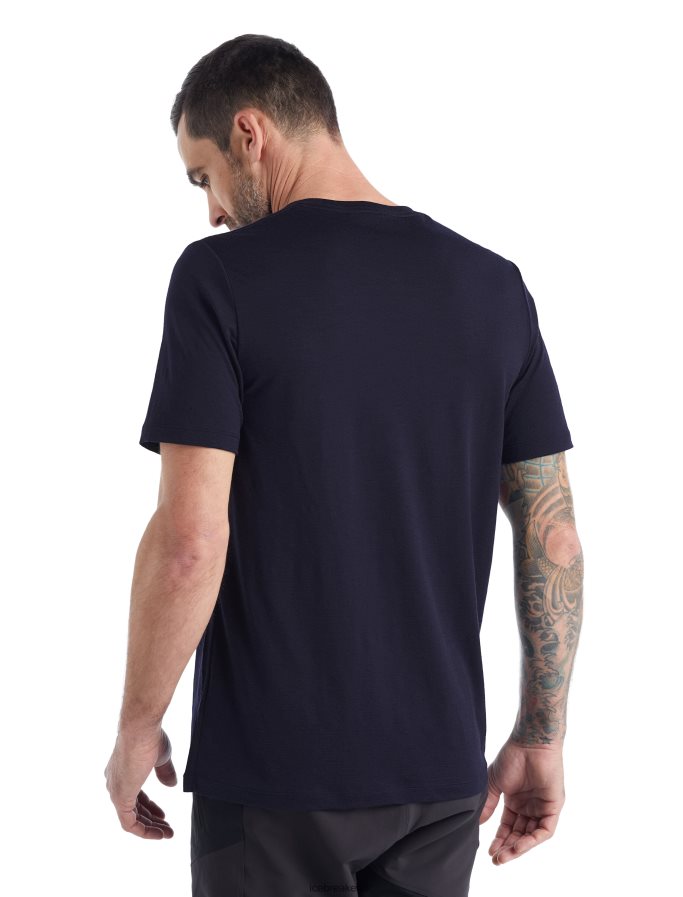 Icebreaker Men Merino Tech Lite II Short Sleeve T-Shirt Canopy Camper Z04NXR489 Clothing Midnight Navy - Image 3