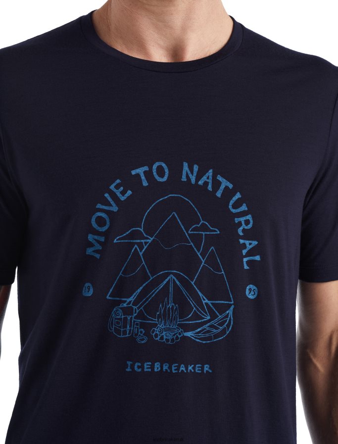 Icebreaker Men Merino Tech Lite II Short Sleeve T-Shirt Canopy Camper Z04NXR489 Clothing Midnight Navy - Image 4