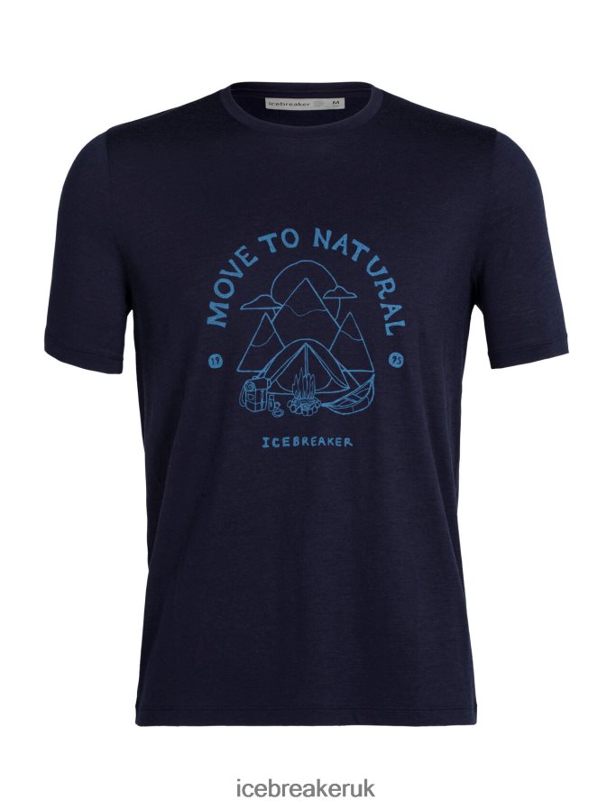 Icebreaker Men Merino Tech Lite II Short Sleeve T-Shirt Canopy Camper Z04NXR489 Clothing Midnight Navy - Image 6
