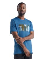 Icebreaker Men Merino Tech Lite II Short Sleeve T-Shirt Forest Wall Z04NXR478 Clothing Azul