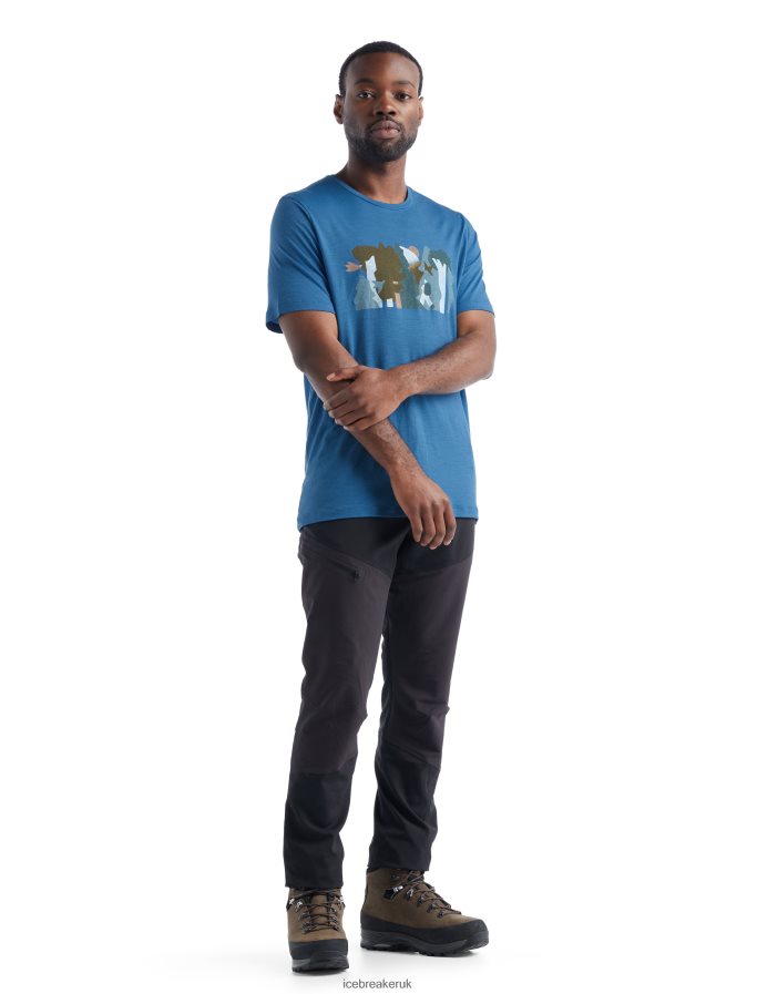 Icebreaker Men Merino Tech Lite II Short Sleeve T-Shirt Forest Wall Z04NXR478 Clothing Azul - Image 3