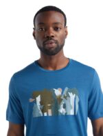 Icebreaker Men Merino Tech Lite II Short Sleeve T-Shirt Forest Wall Z04NXR478 Clothing Azul - Image 4
