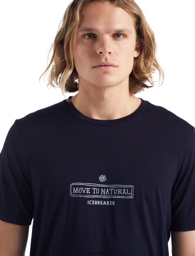 Icebreaker Men Merino Tech Lite II Short Sleeve T-Shirt Grown Down South Z04NXR484 Clothing Midnight Navy - Image 4