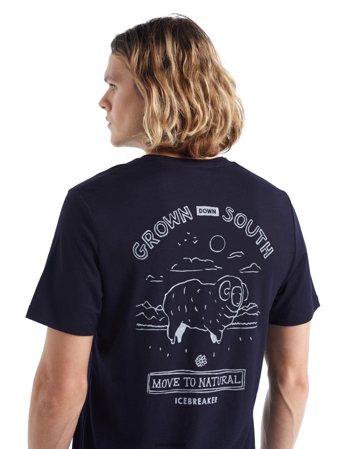 Icebreaker Men Merino Tech Lite II Short Sleeve T-Shirt Grown Down South Z04NXR484 Clothing Midnight Navy - Image 5