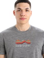 Icebreaker Men Merino Tech Lite II Short Sleeve T-Shirt Mountain Geology Z04NXR383 Clothing Gritstone Heather - Image 4