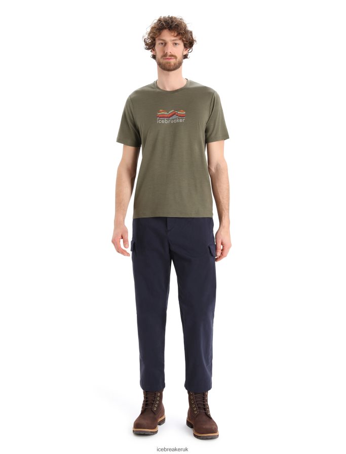 Icebreaker Men Merino Tech Lite II Short Sleeve T-Shirt Mountain Geology Z04NXR384 Clothing Loden - Image 3