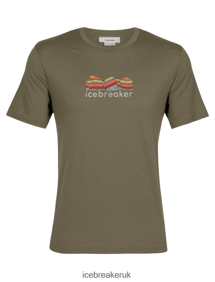 Icebreaker Men Merino Tech Lite II Short Sleeve T-Shirt Mountain Geology Z04NXR384 Clothing Loden - Image 7