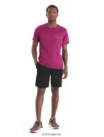 Icebreaker Men Merino Tech Lite II Short Sleeve T-Shirt Mountain Sunset Z04NXR82 Clothing Go Berry - Image 3