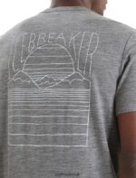 Icebreaker Men Merino Tech Lite II Short Sleeve T-Shirt Mountain Sunset Z04NXR83 Clothing Gritstone Heather - Image 5