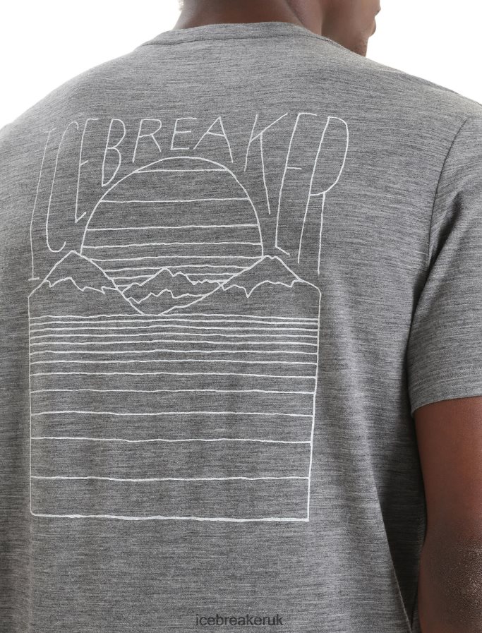 Icebreaker Men Merino Tech Lite II Short Sleeve T-Shirt Mountain Sunset Z04NXR83 Clothing Gritstone Heather - Image 5