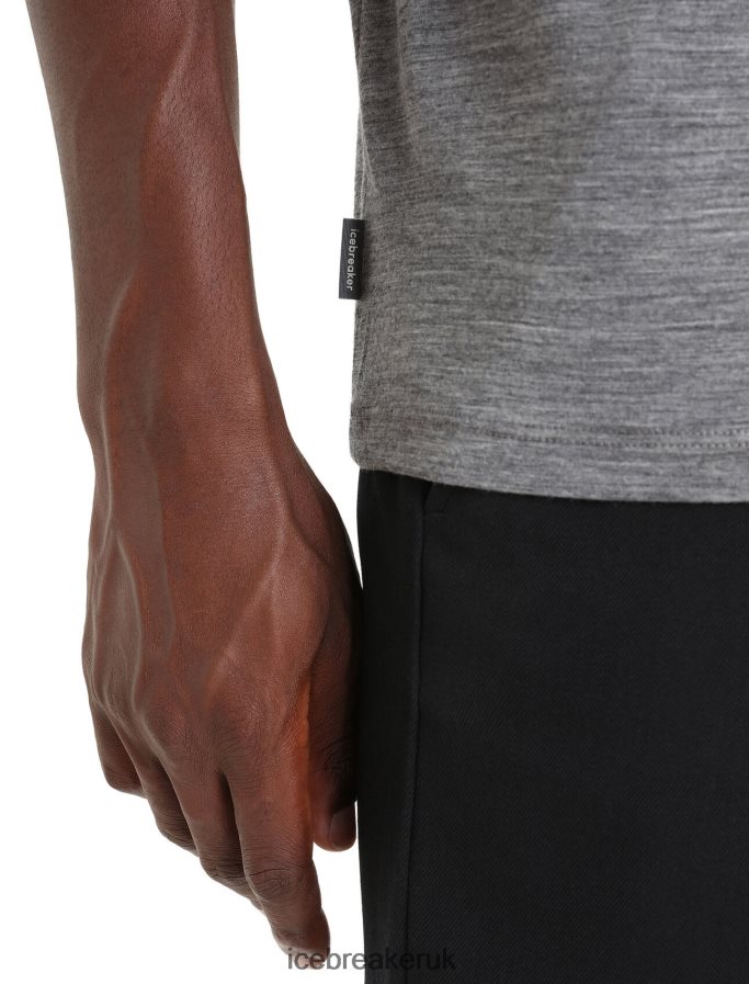 Icebreaker Men Merino Tech Lite II Short Sleeve T-Shirt Mountain Sunset Z04NXR83 Clothing Gritstone Heather - Image 6