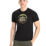 Icebreaker Men Merino Tech Lite II Short Sleeve T-Shirt Natural Alps Z04NXR367 Clothing Black