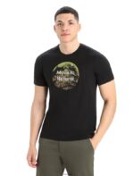 Icebreaker Men Merino Tech Lite II Short Sleeve T-Shirt Natural Alps Z04NXR367 Clothing Black