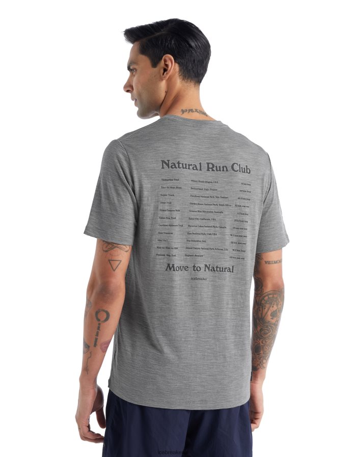 Icebreaker Men Merino Tech Lite II Short Sleeve T-Shirt Natural Run Club Z04NXR477 Clothing Metro Heather - Image 2