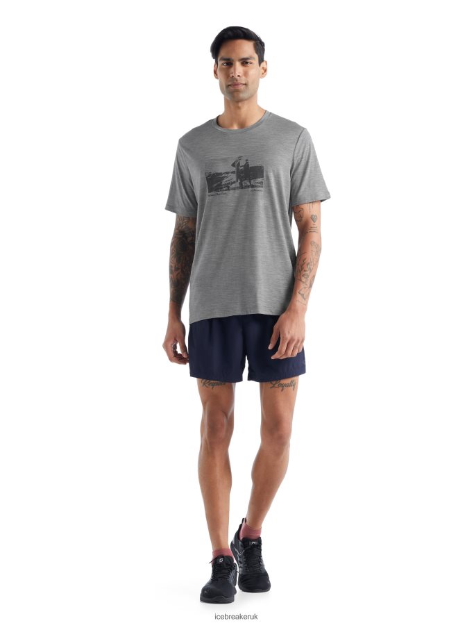 Icebreaker Men Merino Tech Lite II Short Sleeve T-Shirt Natural Run Club Z04NXR477 Clothing Metro Heather - Image 3